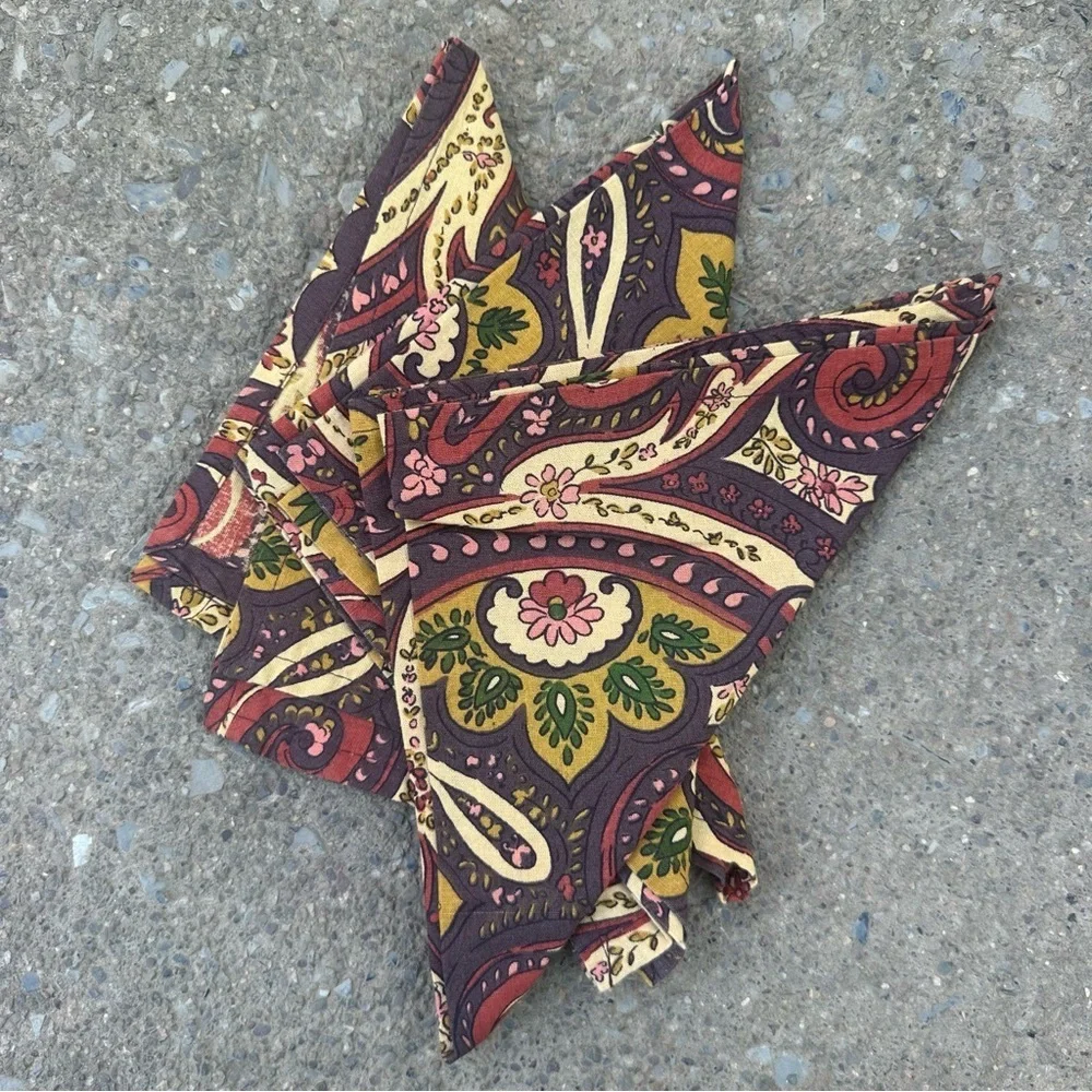 April Cornell Paisley Cotton Napkin Set of 3 15.75” Boho Cottage Fall Colors